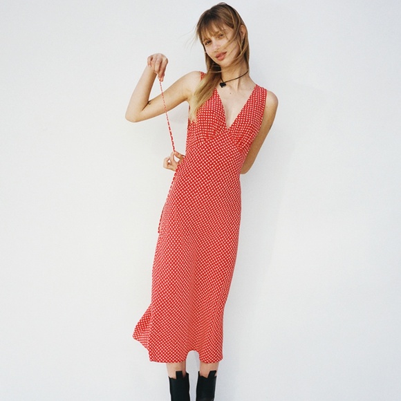 🔥NEW Realisation Par the Stephane Dress in Paradiso White Red Midi Silk - Picture 1 of 7